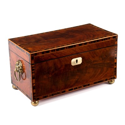 Lot 611 - A Regency mahogany and crossbanded tea caddy,...