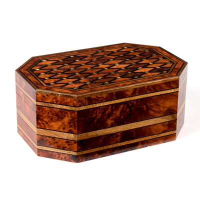 Lot 623 - A finely inlaid box, of canted rectangular...