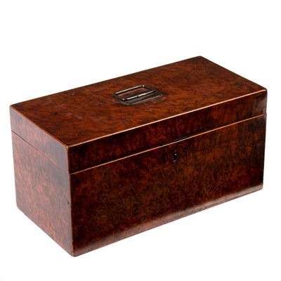 Lot 624 - A late Georgian burr walnut tea caddy, fitted...