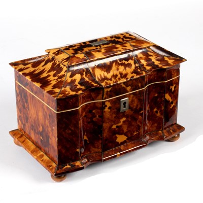 Lot 630 - A Regency tortoiseshell tea caddy of...