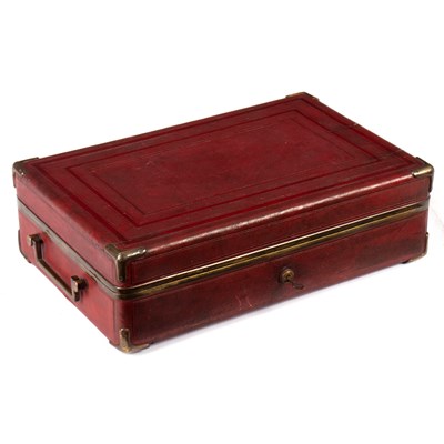 Lot 636 - A gentleman's red leather travelling dressing...