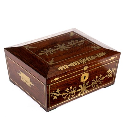 Lot 637 - A George IV rosewood and brass inlaid box of...