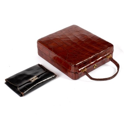 Lot 638 - An Edwardian crocodile skin jewel box,...