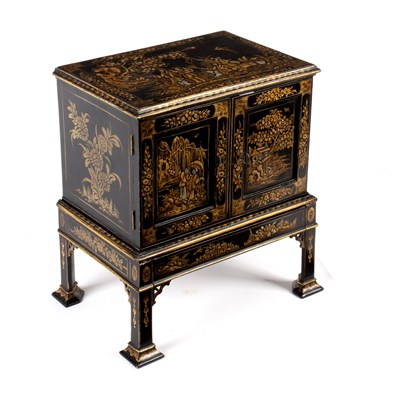 Lot 641 - A 19th Century lacquered collector's cabinet,...