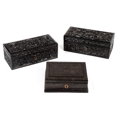 Lot 642 - A late 19th Century Indian carved ebony box,...