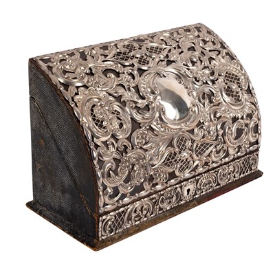 Lot 646 - A late Victorian silver fronted stationery box,...