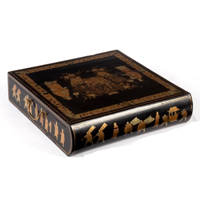 Lot 648 - A Chinese export lacquer writing box, the...