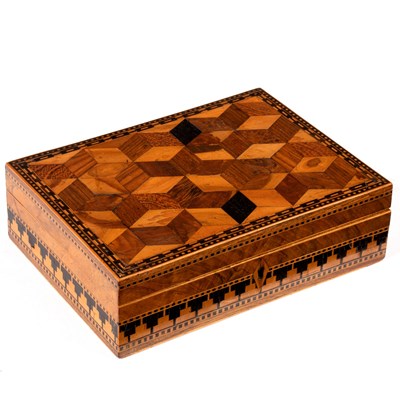 Lot 659 - A 19th Century parquetry inlaid box, in...