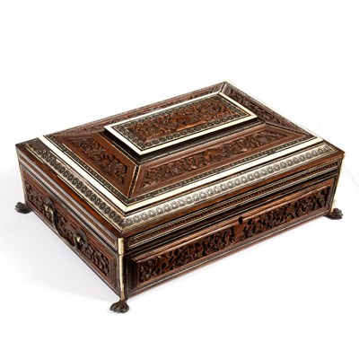 Lot 677 - An Anglo-Indian sadeli work box, of...