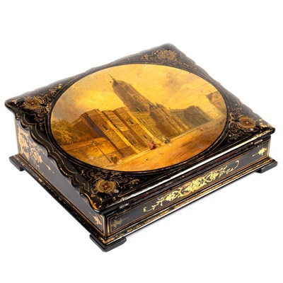 Lot 680 - A Victorian papier-mâché writing slope, the...