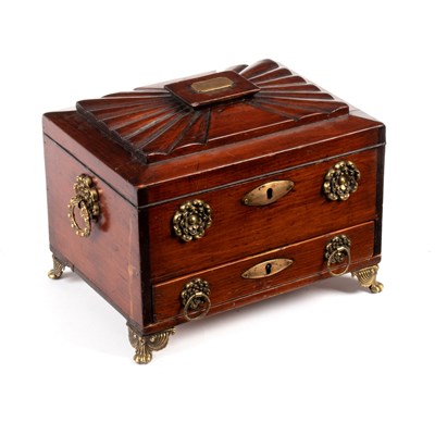 Lot 681 - A Regency mahogany jewel box of sarcophagus...