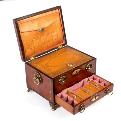 Lot 681 - A Regency mahogany jewel box of sarcophagus...