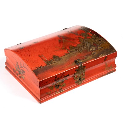 Lot 683 - A 19th Century red lacquer box, the domed...