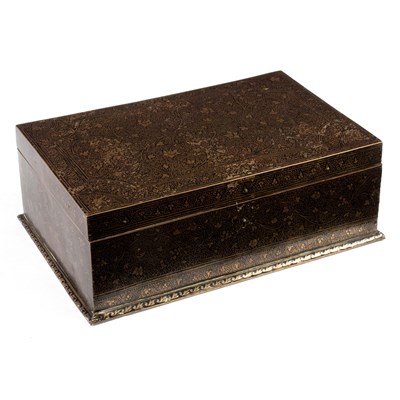 Lot 691 - A Persian niello box, 26cm wide