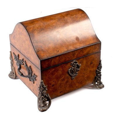 Lot 696 - A Continental burr oak box, with domed cover...