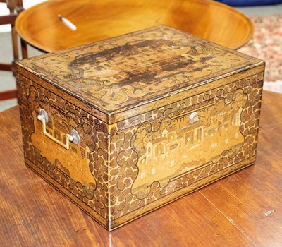 Lot 699 - A 19th Century chinoiserie tea caddy box,...