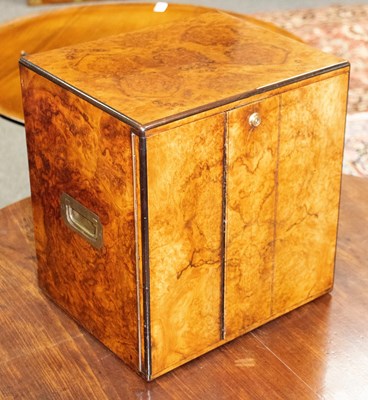 Lot 703 - A burr walnut humidor fitted three drawers...