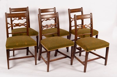 Lot 723 - A set of six George III mahogany dining chairs,...