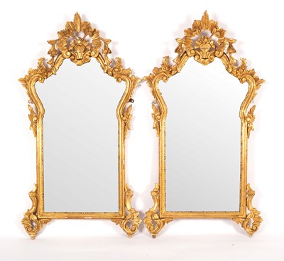 Lot 729 - A pair of 18th Century style mirrors in gilded...