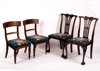 Lot 743 - A pair of Regency mahogany dining chairs and a...