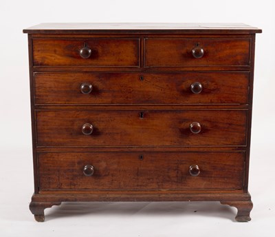 Lot 746 - A George III mahogany chest of three long and...