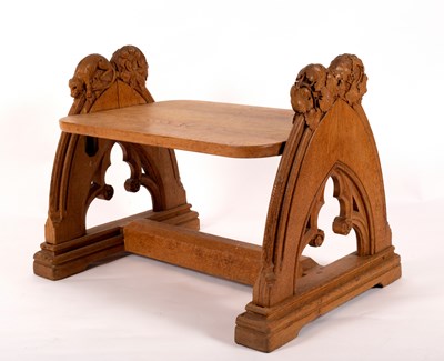 Lot 754 - A 19th Century oak stool of Gothic design with...