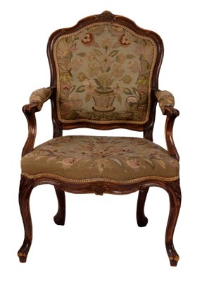 Lot 772 - A carved beechwood framed fauteuil with...