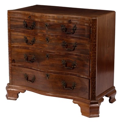 Lot 776 - A George III mahogany serpentine front chest,...