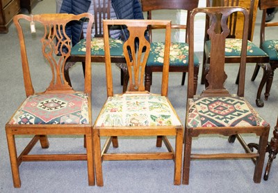 Lot 782 - Three George III splat back dining chairs