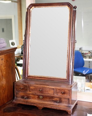 Lot 786 - A Georgian dressing table mirror, the box base...