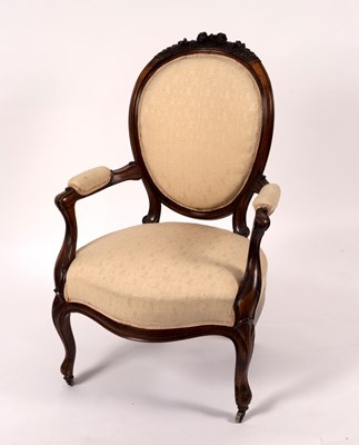 Lot 789 - A Louis XV style rosewood fauteuil with floral...