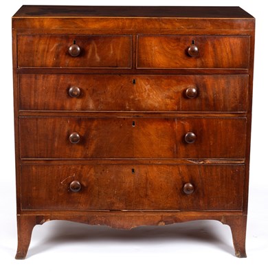 Lot 800 - A Victorian mahogany chest of three long and...