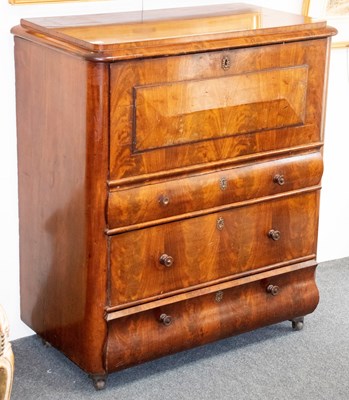 Lot 816 - A Biedermeier mahogany escritoire chest, the...