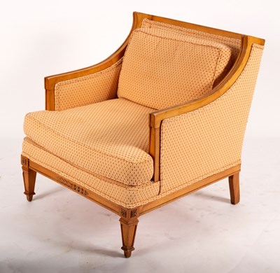 Lot 827 - A satinwood framed armchair with upholstered...