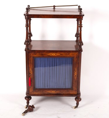 Lot 836 - A Victorian walnut and inlaid side cabinet,...