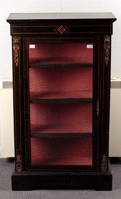 Lot 837 - A Victorian ebonised display cabinet enclosed...