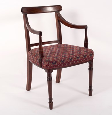 Lot 838 - A Regency mahogany open armchair on turned...