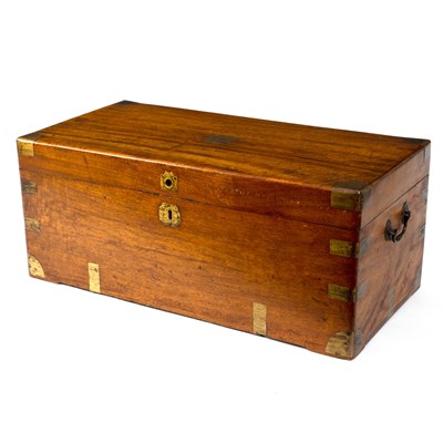 Lot 839 - A cedar wood and brass bound seaman's chest...