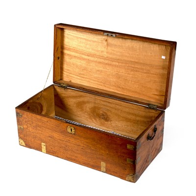 Lot 839 - A cedar wood and brass bound seaman's chest...