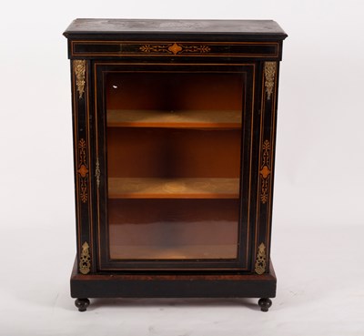 Lot 841 - A Victorian ebonised and inlaid pier cabinet...