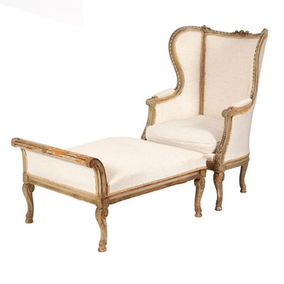 Lot 851 - A Louis XVI style Duchesse Brisée, upholstered...