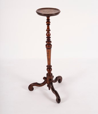 Lot 856 - A Dutch marquetry candlestand, on turned...