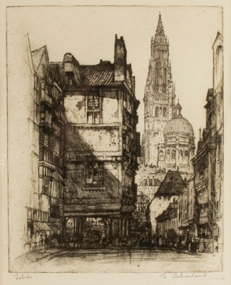 Lot 937 - E Sharland/Toledo Cathedral/signed etching,...