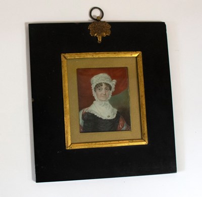 Lot 966 - Portrait Miniature of a Lady/wearing a black...