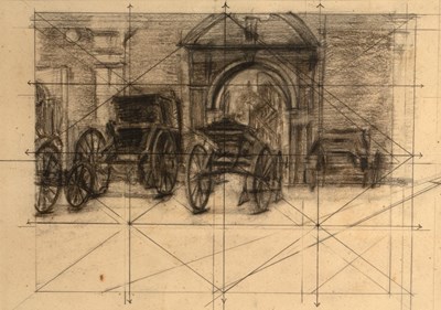 Lot 1013 - 20th Century English School/Carriages beside...