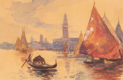 Lot 1058 - English School/On the Grand Canal/watercolour,...