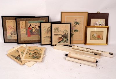 Lot 1095 - A quantity of Chinese paintings including...