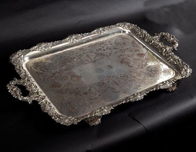 Lot 3 - A silver plated two-handled tray, 74cm wide