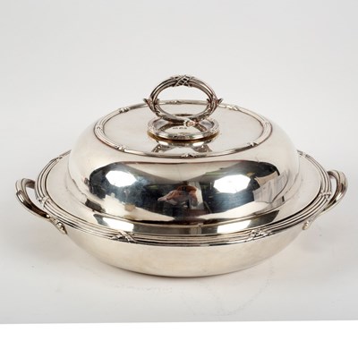 Lot 7 - A silver circular vegetable dish and cover,...