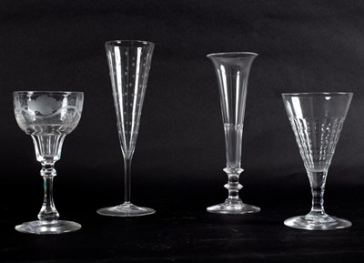 Lot 96 - An early Victorian flute glass with knopped...